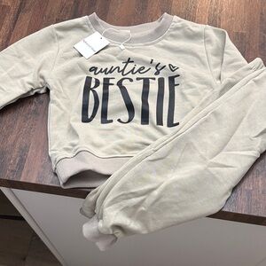 Auntie's Bestie Beige Sweatshirt and Pants Set